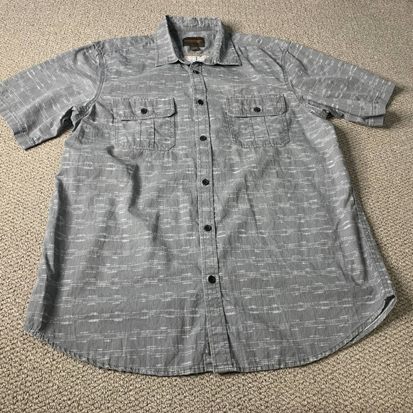 Northwest Territory Mens Shirt Size XL Gray Striped Short Sleeves Button Up Work - Picture 1 of 11